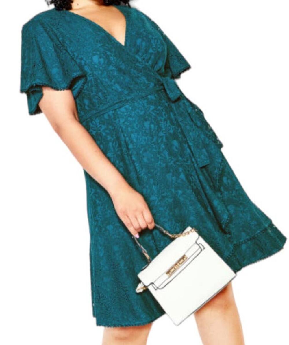City Chic Dress Sweet Love Lace teal size XXL/24